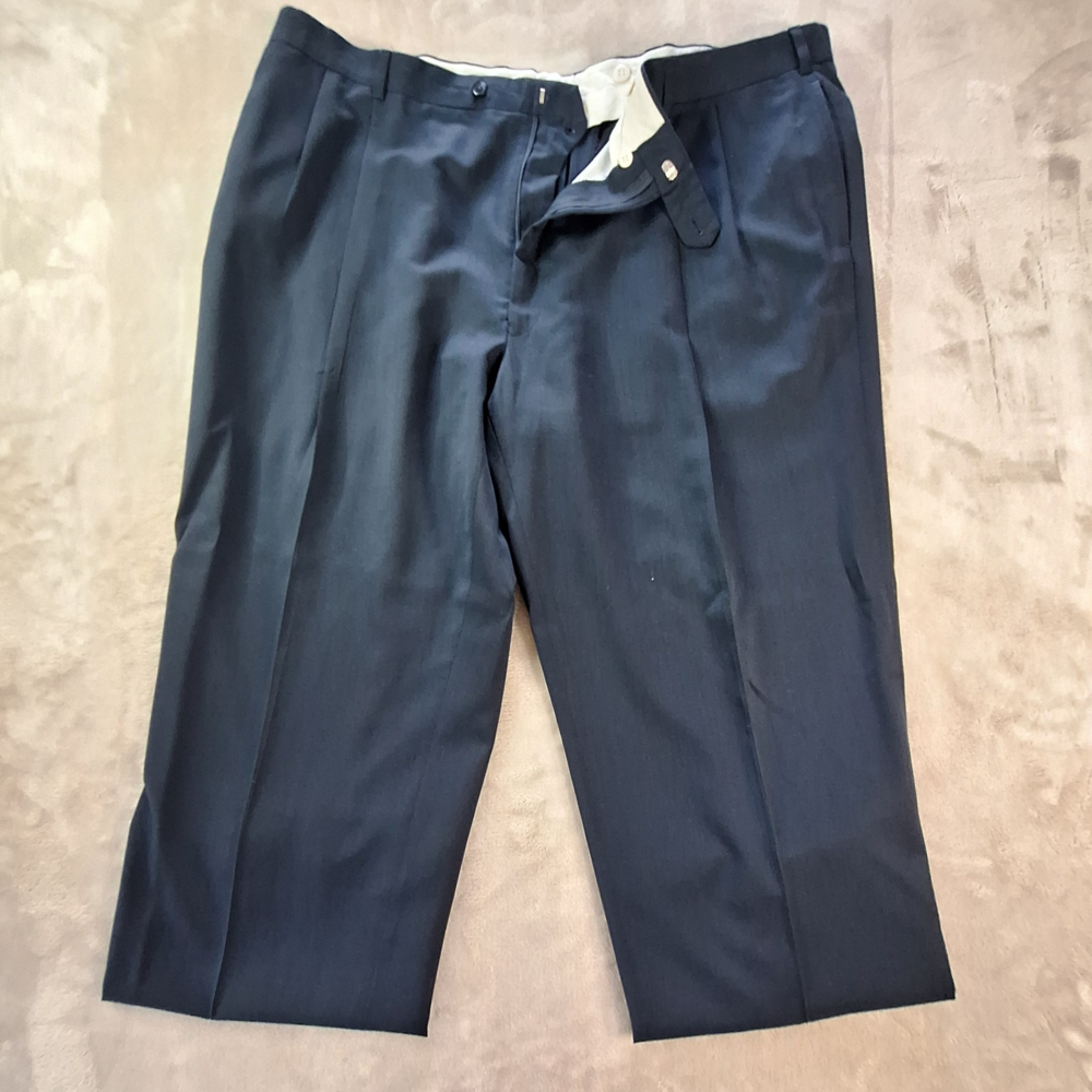 Jos A Bank Dress Pants Mens 46W 29L Blue Pleated Formal Suit Pants